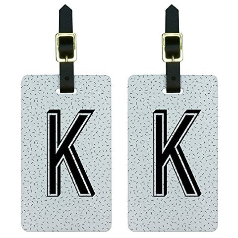 Graphics & More Letter K Initial Sprinkles Black Luggage Tags Suitcase Id, White