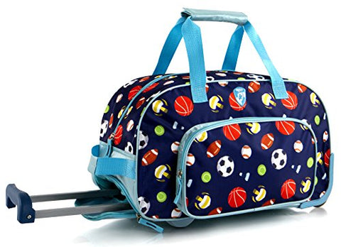 Kids 18 Inch Rolling Duffel Bag Shoulder Bag - Sports [Blue]