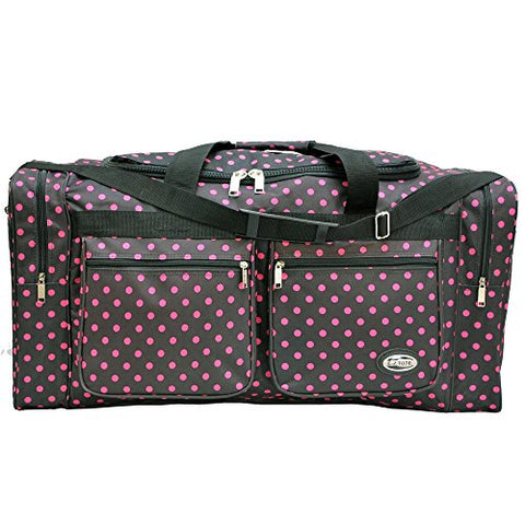 "E-Z Tote" Polka Dots Duffle Bag/Gym Bag/Travel Bag Size 30" with 4 Colors (Black/Pink Dots)