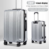 Coolife Luggage Expandable Suitcase PC+ABS 3 Piece Set with TSA Lock Spinner 20in24in28in