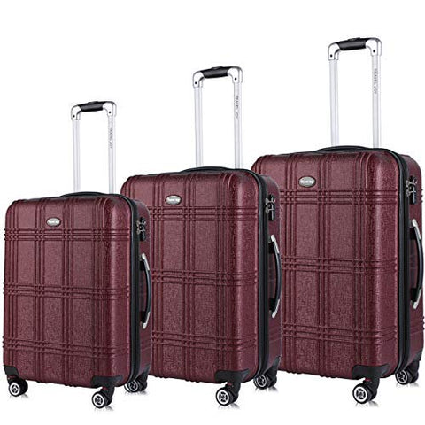 Travel Joy Expandable Spinner Luggage Set,TSA lightweight Hardside Luggage Sets, 20" 24"28 inches Carry On Luggage (BURGUNDY, 3 pcs set(20"24"28"))