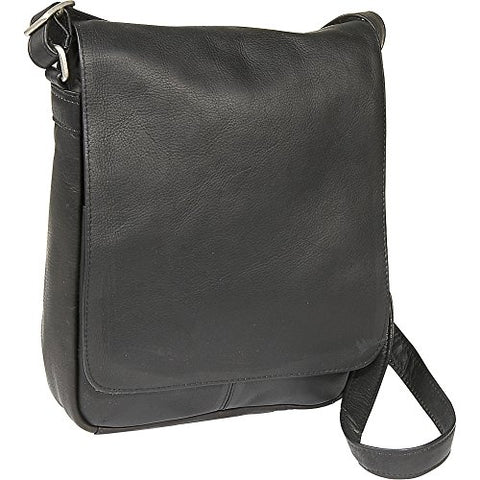 Le Donne Leather Flap Over Shoulder Bag (Black)