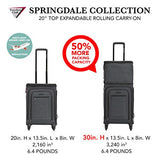 Travelers Club Luggage 20" Top Expandable Upright W/USB Port Connector, Dark Gray Suitcase, 21" Carry-On,