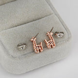 Acxico Hollow out Little Giraffe Pendant Stud Earrings (Rose Gold)