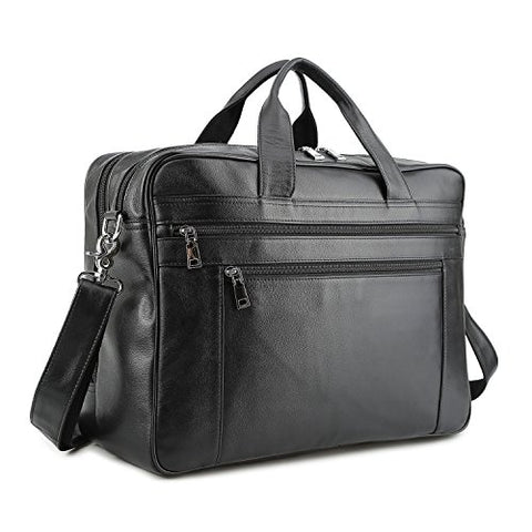 BAIGIO Men's Briefcase Real Calfskin Leather Laptop Bags Messenger Bags Multi-Pocket Business