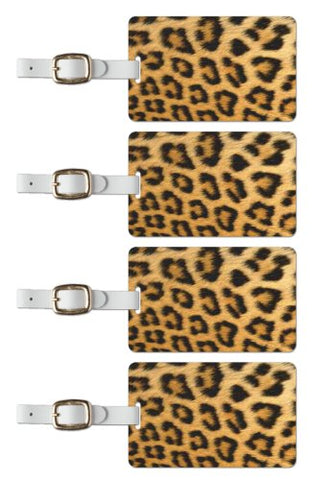 Tag Crazy Leopard Premium Luggage Tags Set Of Four, Gold, One Size