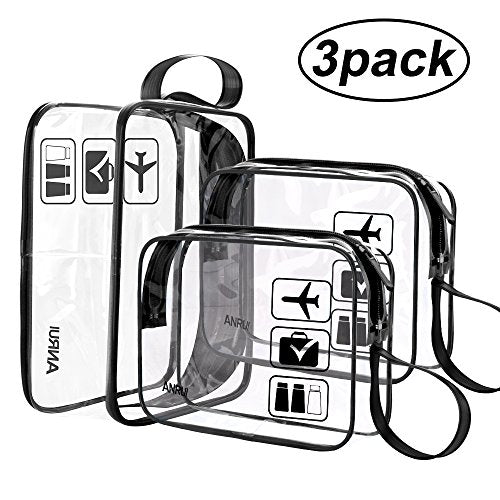 PACKISM Clear Toiletry Bag, 3 Pack TSA Approved Toiletry Bag Quart