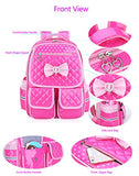 Gazigo Reflective Girls Cute School Backpack PU Leather Kids Bookbag Satchel (Rose Set)