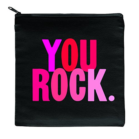 Makeup Bag,"YOU ROCK" Quote Bag, Travel Cosmetics Bag- Ladies Makeup Bag- Airplane Cosmetics Bag