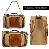 Ibagbar Canvas Backpack Travel Bag Hiking Bag Camping Bag Rucksack Khaki