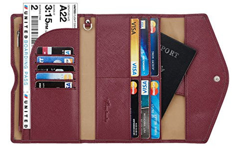 Travelambo Rfid Blocking Passport Holder Wallet & Travel Wallet Envelope Various Colors(wine red/burgundy)