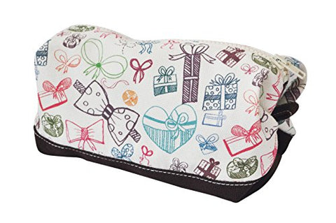 Vietsbay'S Women Gift Ribbonsprint Canvas Toiletry Bag Makeup Cosmetic Pouch
