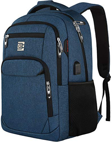 Laptop Backpack,Business Travel Anti Theft Slim Durable Laptops Backpack with USB Charging Port,Water Resistant College School Computer Bag for Women & Men Fits 15.6 Inch Laptop and Notebook - Blue