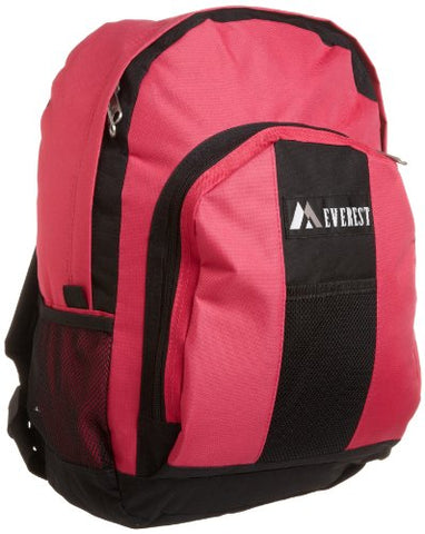Everest Luggage Backpack with Front and Side Pockets, Hot Pink/Black, Large