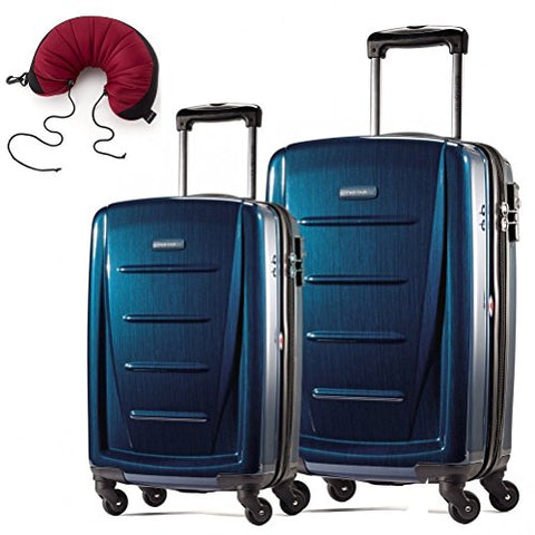 Samsonite Winfield 2 Fashion 2 Piece Set Spinner 20 and 24 With Travel Pillow (One Size, Deep Blue)