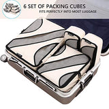 6 Set Packing Cubes,3 Various Sizes Travel Luggage Packing Organizers (Beige)