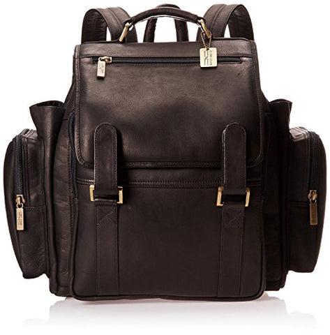 Claire Chase Jumbo Leather Small Laptop Backpack In Black