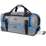 Ful Streamline 30in Soft Rolling Duffel Bag, Retractable Pull Handle, Split Level Storage, Grey