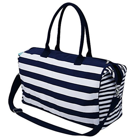 Travel Totes Luggage, Canvas Travel Storage Bag, Blue Stripes