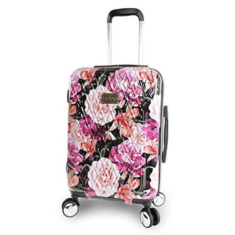 Bebe Women'S Marie 21" Hardside Carry-On Spinner Luggage, Black Floral Print