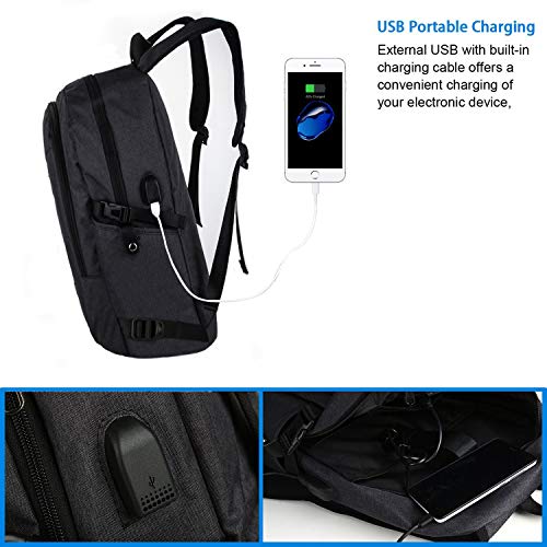 Mancro Travel Laptop Backpack For Women - TSA Friendly, 15.6" Compartment, USB Charging Port, Water-Resistant | Business & School Bookbag, Black