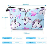4 Pieces Makeup Bag Funny Cartoon Cosmetic Pouch Printed Toiletry Travelling Bags Cosmetic Bags for Women (Unicorn)