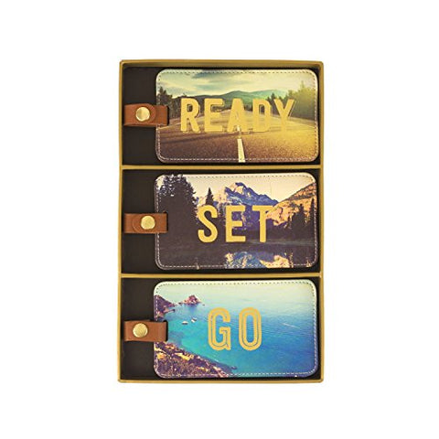 Eccolo World Traveler Luggage Tags, Set of 3, Travel Photo - Ready, Set, Go (D917C)
