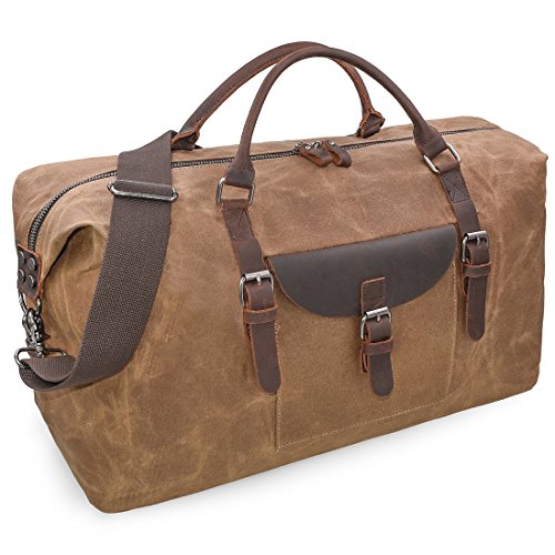NEWHEY oversized canvas and leather cabin bag men's duffel