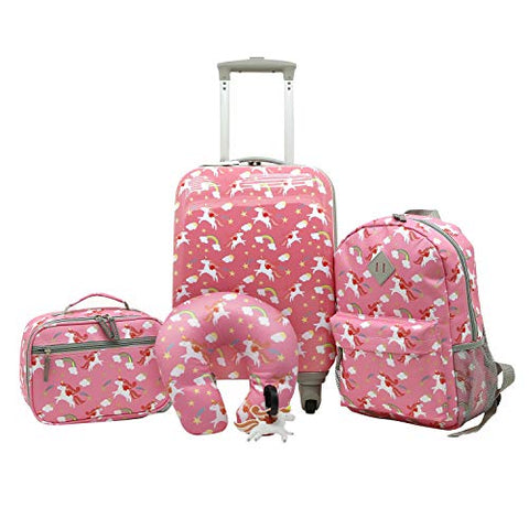Travelers Club Kids' 5 Piece Luggage Travel Set, Unicorn