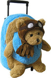 Kreative Kids Adorable Aviator Pilot Bear Rolling Backpack W/Removable Stuffed Toy & Wheels