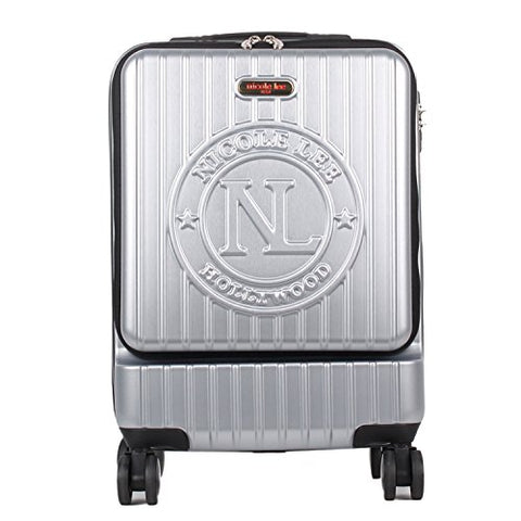 Nicole Lee Women'S Carry Hard Shell Travel Luggage, Laptop Compartment Rolling Wheels, Silver