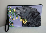 Black Bear Large Vegan Wristlet, Pencil Bag, Cosmetic Bag - From My Original Paintings - Support