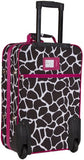 Pink Giraffe Print 20-Inch Expandable Carry On Rolling Luggage