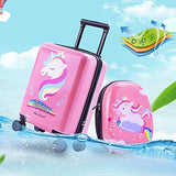 Unicorn Kids Carry on Luggage Set with Spinner Wheels, Girls Travel Suitcase