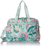 Vera Bradley Lighten Up Weekender Travel Bag, Polyester, Mint Flowers