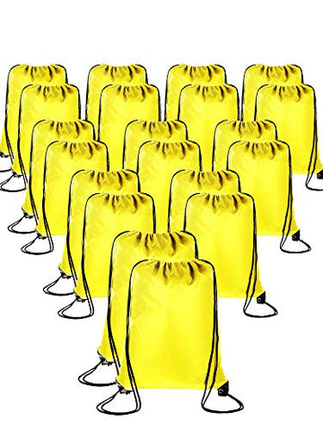 20 Pieces Drawstring Backpack Sport Bags Cinch Tote Bags for Traveling and Storage (Yellow, Size 1)