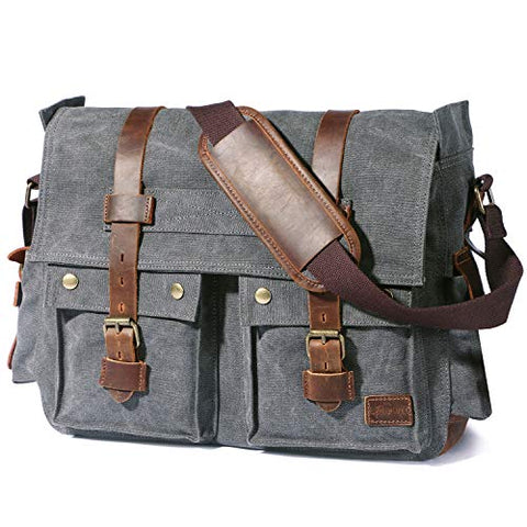 Lifewit 15.6"-17.3" Men's Messenger Bag Vintage Canvas Leather Military Shoulder Laptop Bags