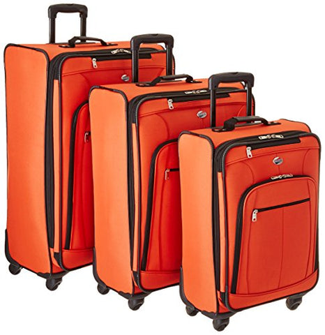 American Tourister Pop Plus 3-Piece Softside (SP21/25/29) Luggage Set with Multi-Directional Spinner Wheels, Orange