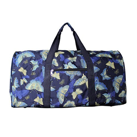 World Traveler Women'S Value Series Blue Moon 22-Inch Gold Butterfly Duffel Bag, Navy Trim Gold