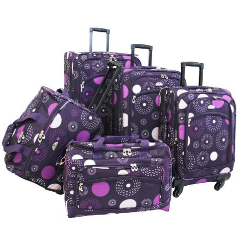 American Flyer Luggage Fireworks 5 Piece Spinner Set, Purple, One Size