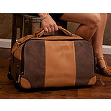 Canyon Outback Stilson Canyon 20 Inch Leather And Canvas Rolling Duffel Bag, Brown, One Size
