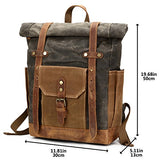Mwatcher Waterproof Waxed Canvas Leather Backpack College Weekend Travel Rucksack 15in laptops