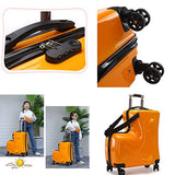LYNICESHOP 20" Kids Suitcase Luggage Kids Ride On Suitcase Children travel suitcase with Sturdy Spinner Wheels, Good Idea for Kids School Suitcase Increase Travel Fun—Orange