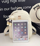 Girls Bowknot 3-Pieces Fahsion Leather Backpack Mini Backpack Purse For Women Beige
