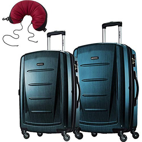 Samsonite Winfield 2 Fashion 2 Piece Bundle Spinner 24 And 28 With Travel Pillow (Teal)