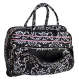 Jenni Chan Damask Deluxe Carry-All Rolling Duffel, Black/Pink, One Size