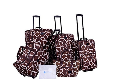 American Flyer Barnum 6-Piece Luggage Set, Giraffe Brown