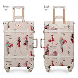 Unitravel Retro Suitcase Vintage Luggage Spinner Wheels PU Women Travel Luggage