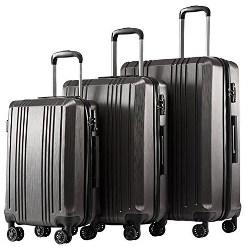 Coolife Luggage Expandable Suitcase 3 Piece Set With Tsa Lock Spinner 20In24In28In (Sliver Gray4)