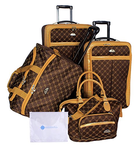 American Flyer Clair 5-Piece Luggage Set, Chocolate Gold